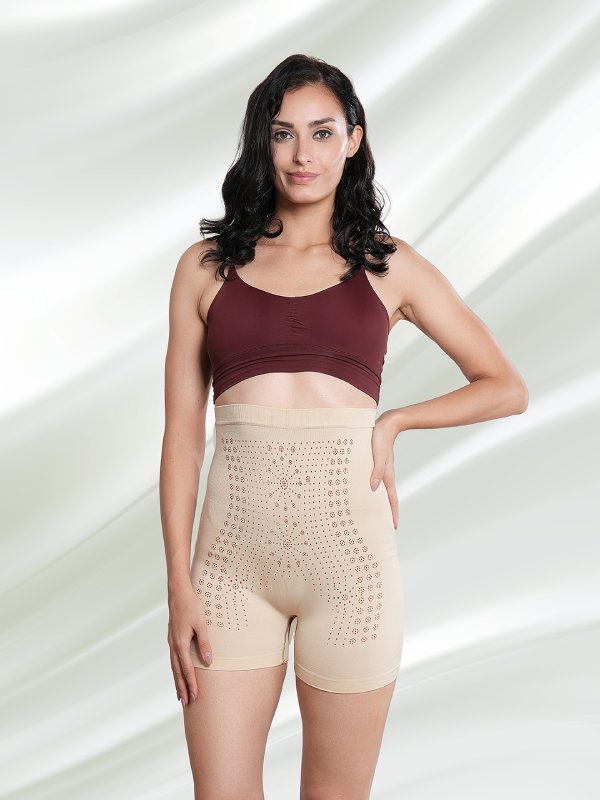 CrossKulture - SnatchShorts Seamless Tummy Control Shapewear Shorts beige front model view