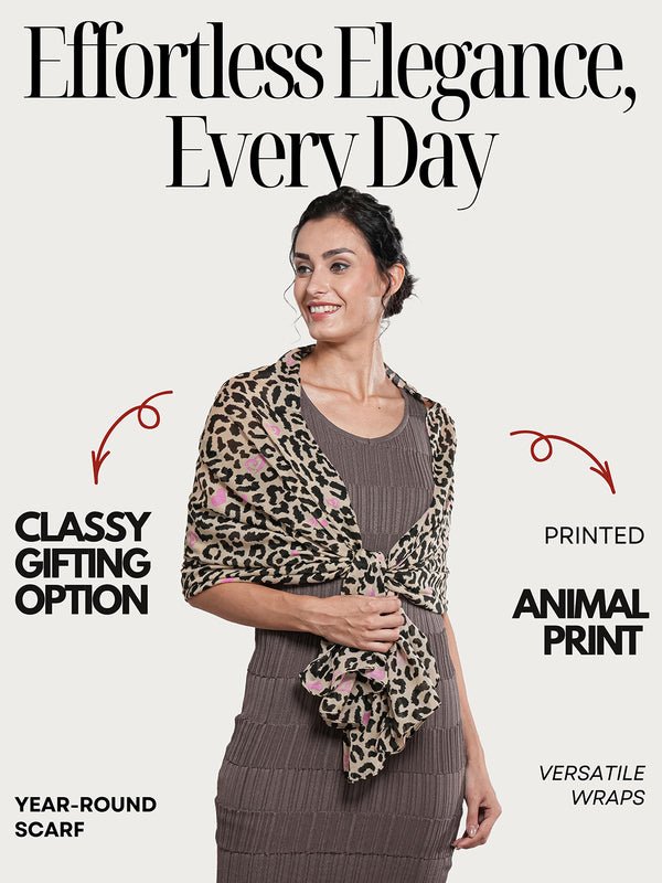 CrossKulture - JungleLove Animal Print Poly Cotton Scarf infographic image
