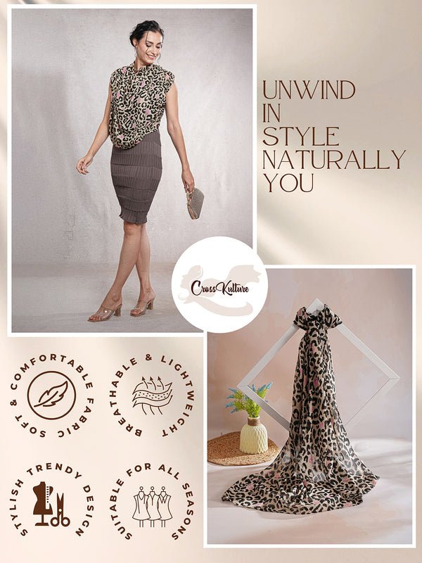 CrossKulture - JungleLove Animal Print Poly Cotton Scarf infographic image