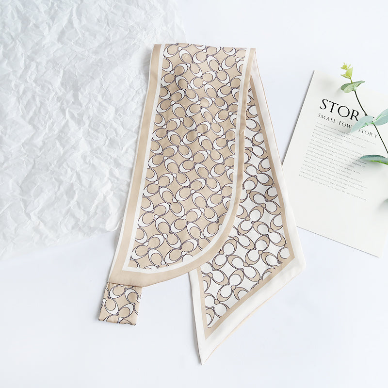 GlamEcho Satin Neck Scarf White