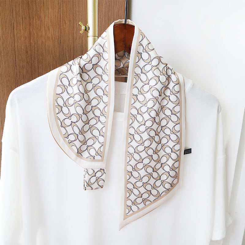 GlamEcho Satin Neck Scarf White