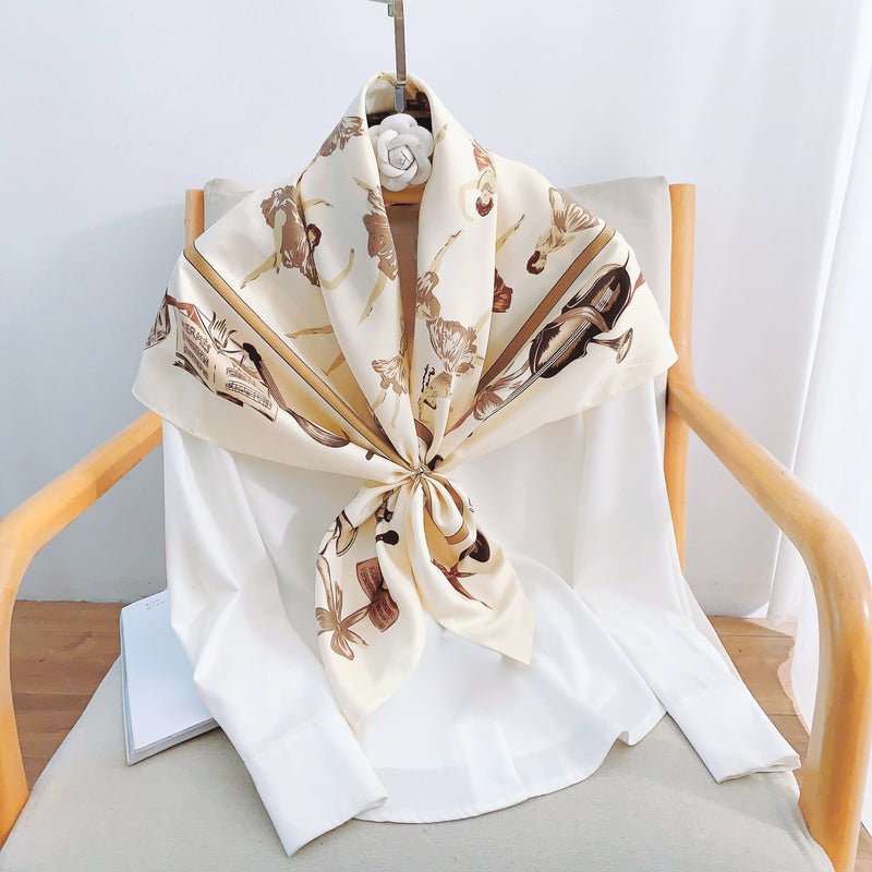 CrossKulture - VanillaDance Satin Twill Scarf Square OffWhite on style view