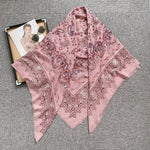PrintedArt Square Viscose Cotton Scarf Pink