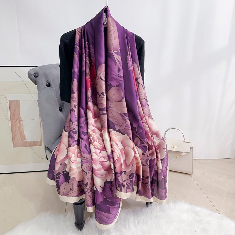 CrossKulture - UrbanSilk Long Satin Scarf Purple front open view
