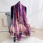 CrossKulture - UrbanSilk Long Satin Scarf Purple front open view
