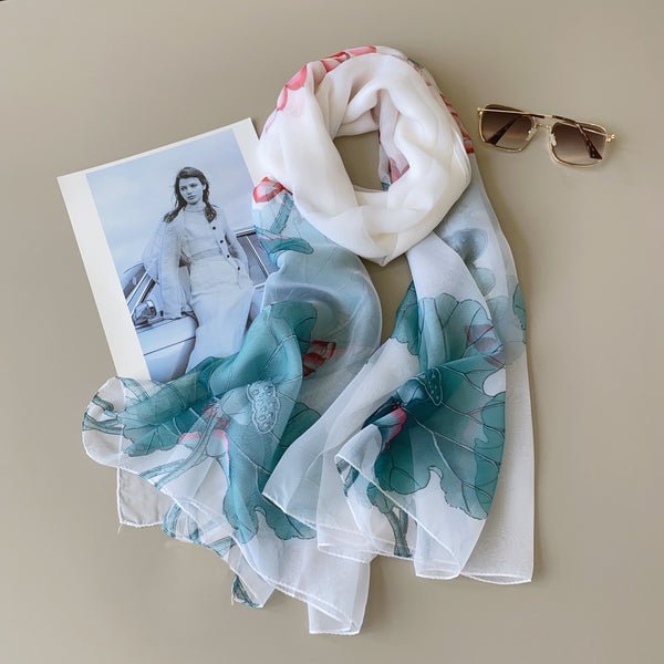 CrossKulture - PastelWind Long Chiffon Scarf Blue knot style view