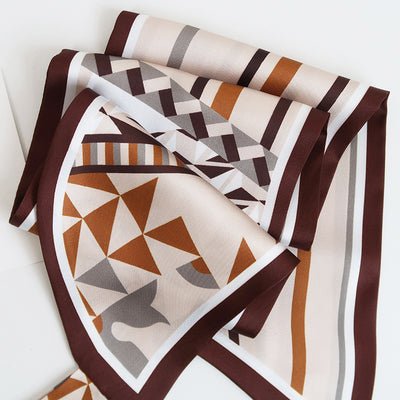 CrossKulture - GraphicalPrism Satin Neck Scarf Brown fabric view