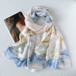 CrossKulture - BlueWhisper scarf round knot front view
