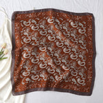 CrossKulture - TanArt Small Square Satin Scarf Brown full open view