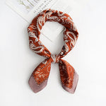 CrossKulture - TanArt Small Square Satin Scarf Brown round tied view
