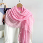CrossKulture - BlushWhisper pink crinkle scarf draped on mannequin