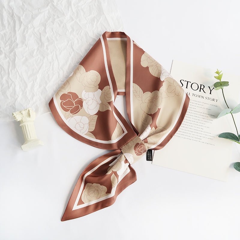 CrossKulture - MochaBloom satin neck scarf knot style