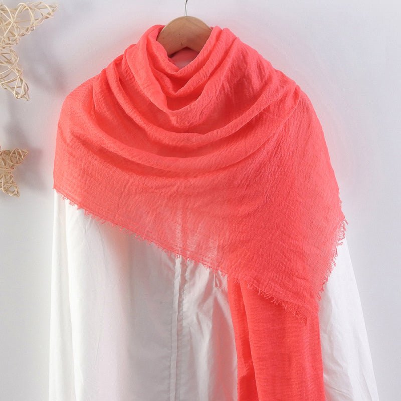 CrossKulture - WarmEmber Coral Crinkled Cotton Scarf front hanger view