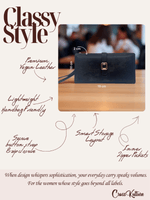 CrossKulture - NoirCarry lightweight long wallet infographic image showing features