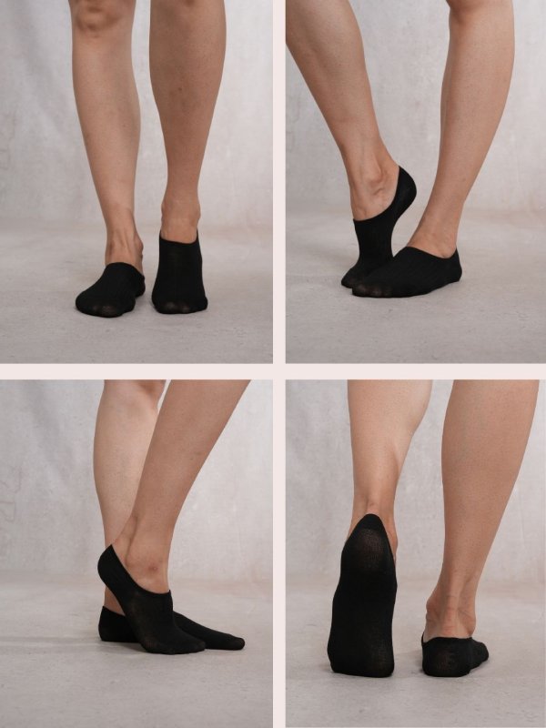 SoleGang Black No show Socks combo pair of 4