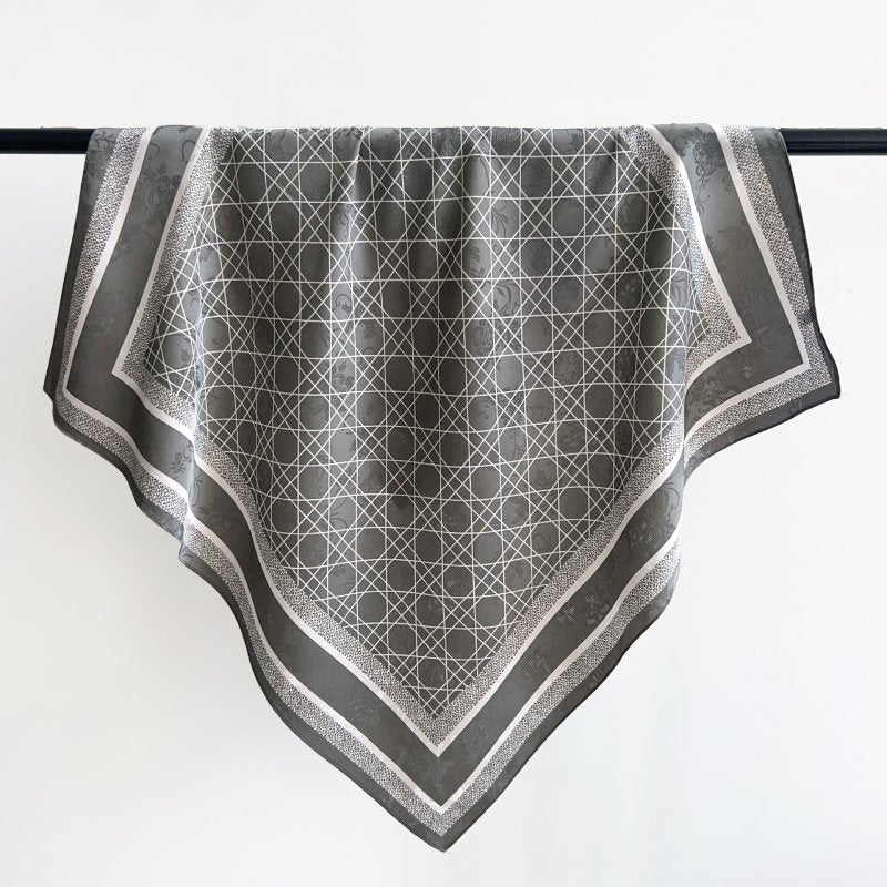 BrocadeStudio Grey Jacquard Square Scarf