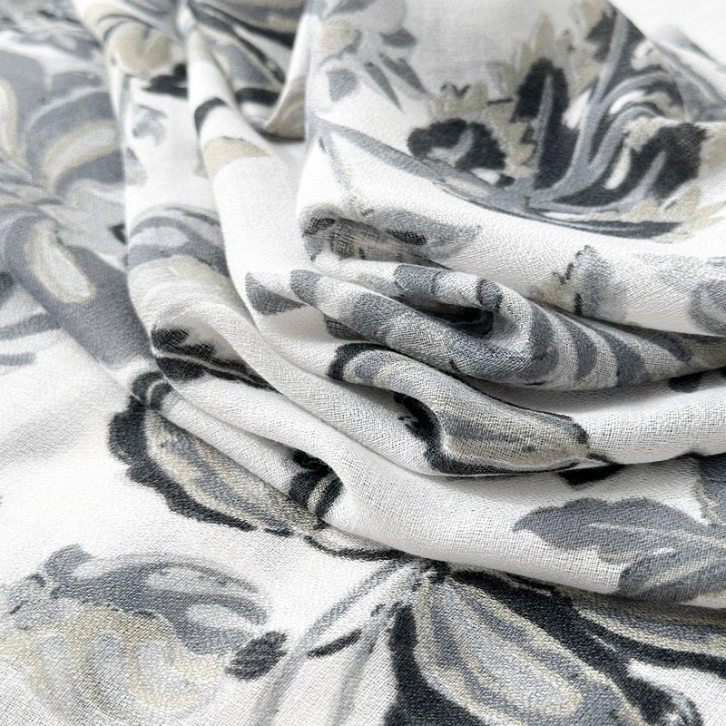 CrossKulture - GreyVines Viscose Cotton Scarf Grey fabric view