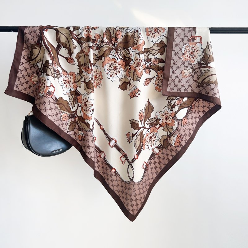 CrossKulture - WineBlossom satin scarf hanging on a handle bar