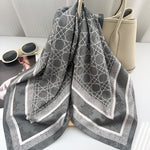 BrocadeStudio Grey Jacquard Square Scarf