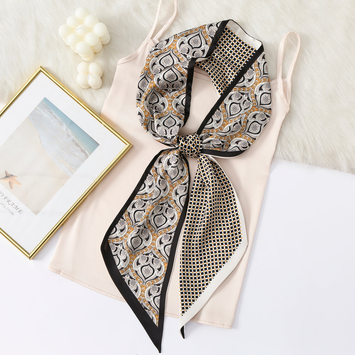 RibbonCanvas Satin Ribbon Scarf Black
