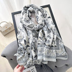 CrossKulture - GreyVines Viscose Cotton Scarf Grey round neck style view