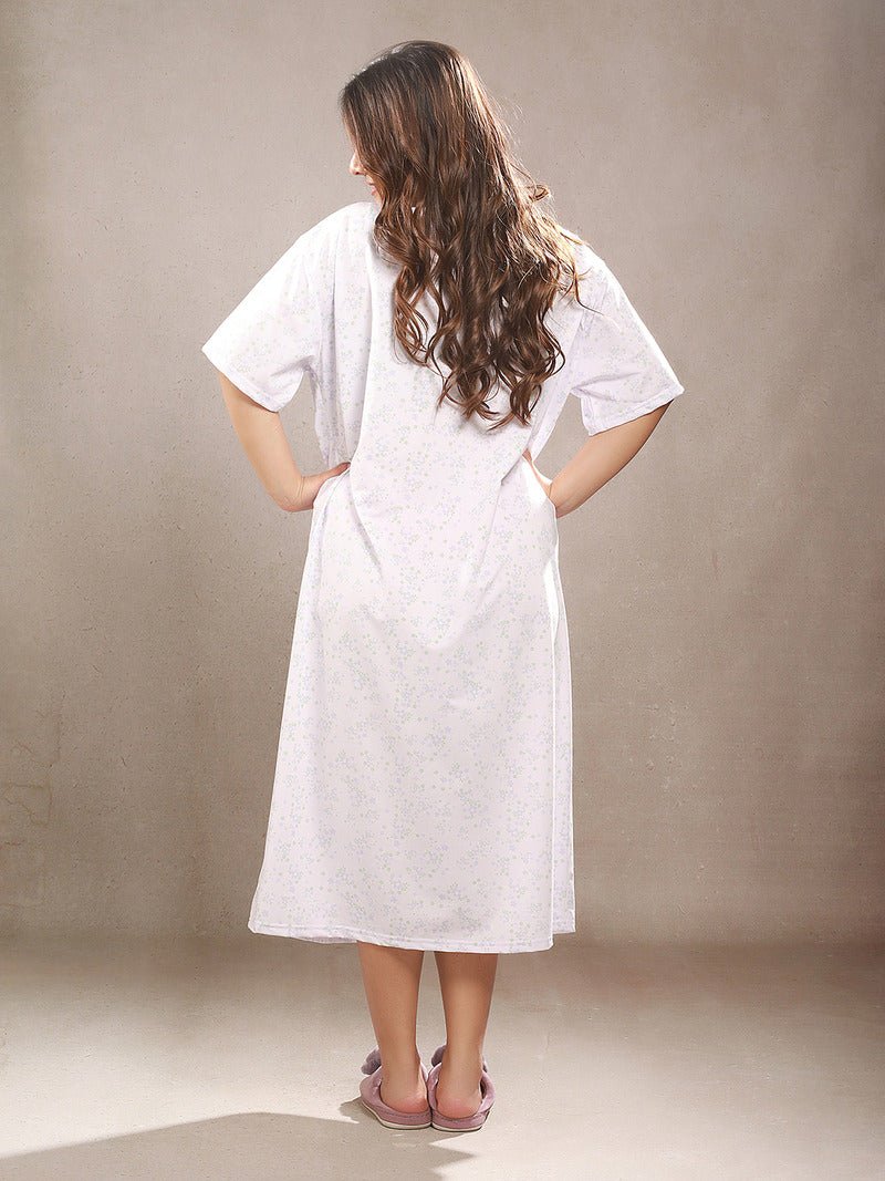 Crosskulture - CamelliaCalm Floral Printed Night Gown Mauve back view