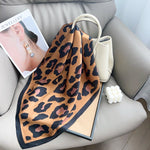SafariChic Small Square Satin Scarf Brown
