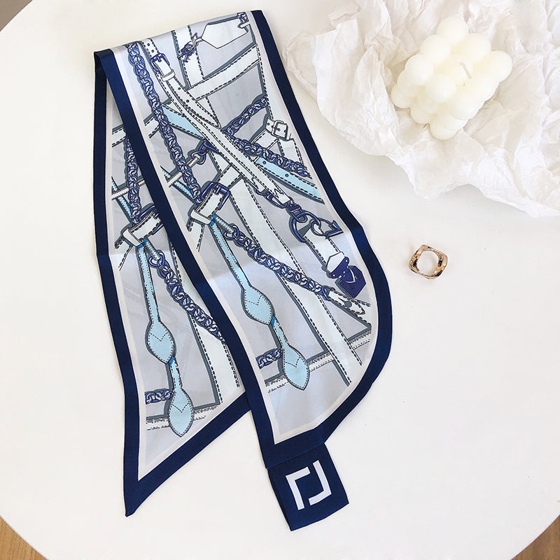 FastenedPrint Satin Neck Scarf Blue