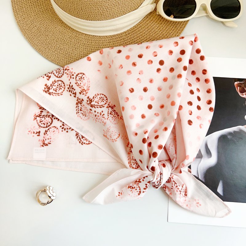 CottonVeil Cotton Pink Square Scarf