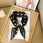 TimelessDots Small Square Satin Scarf Black