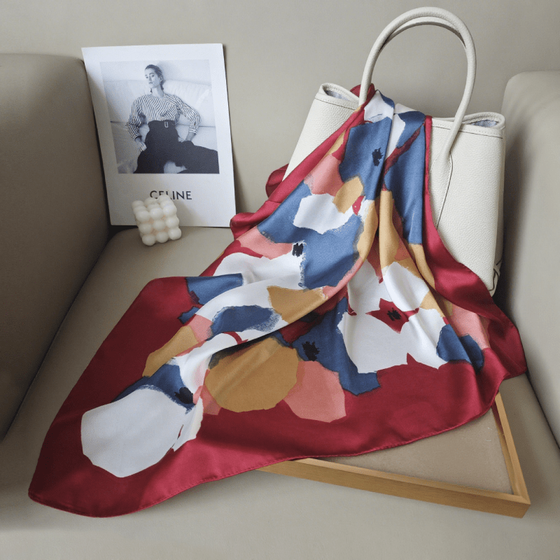 CrossKulture - VibrantBloom short satin scarf handbag view