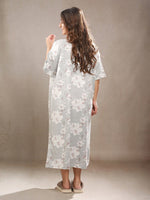 CrossKulture - DaisyDreams Floral Printed Night Gown Grey back view