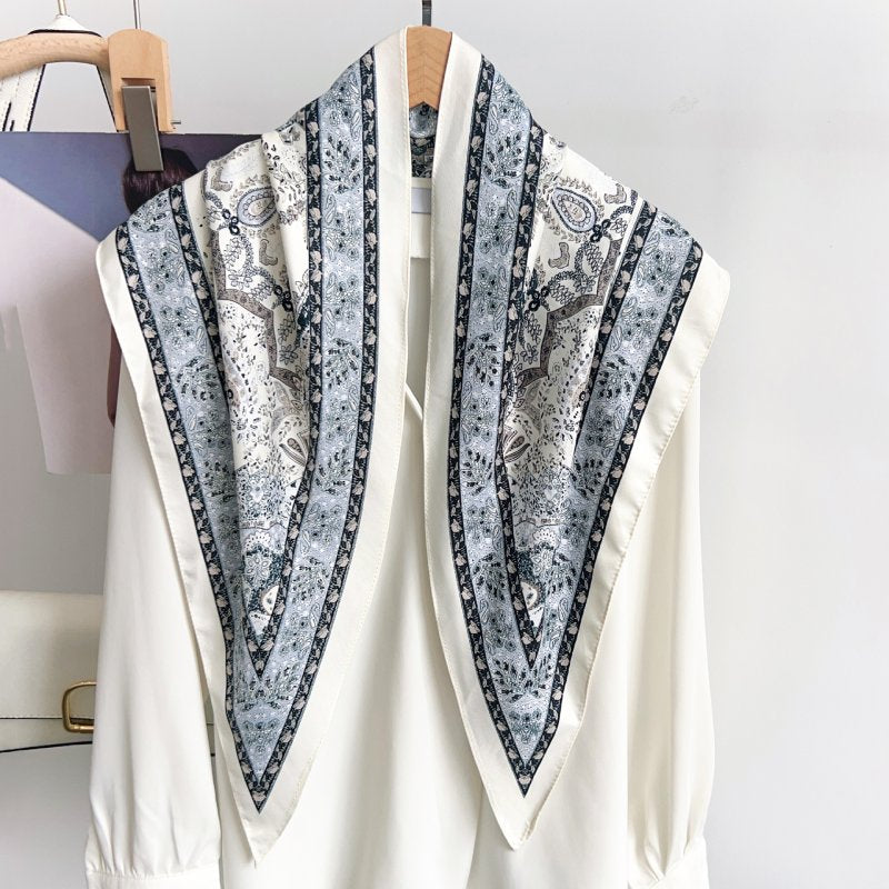 TriangleBlossom Triangle Satin Scarf Blue