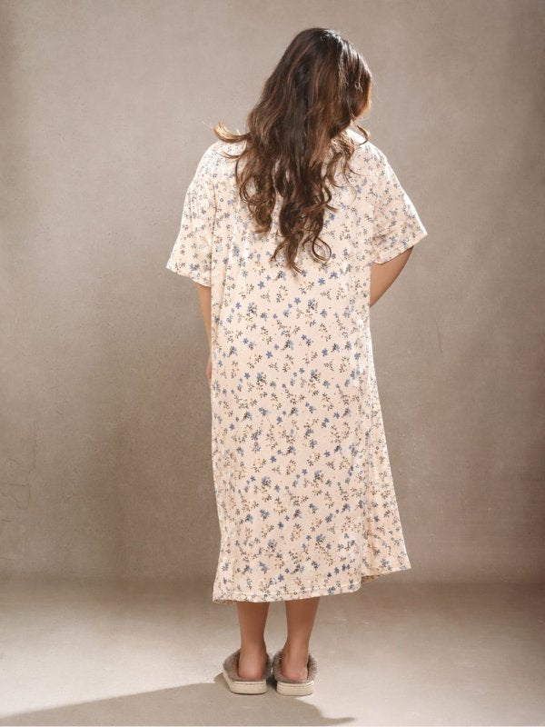 FloralSleep Floral Printed Night Gown Pink