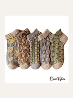 CrossKulture - SoleBuds floral ankle socks front view