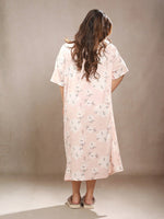 Crosskulture - PeonyPeace Floral Printed Night Gown Peach back view