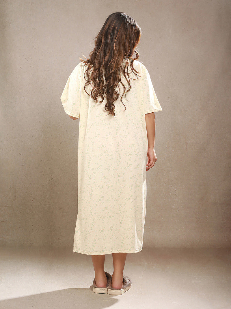 PetalPause Floral Printed Night Gown