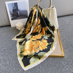 GardenGrace Small Square Satin Scarf Black