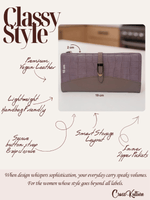 CrossKulture - LuxeCarry lightweight long wallet infographic image showing features