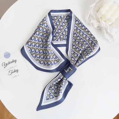 CrossKulture - AquaticScript Satin Neck Scarf Blue knot style view