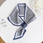 CrossKulture - AquaticScript Satin Neck Scarf Blue knot style view