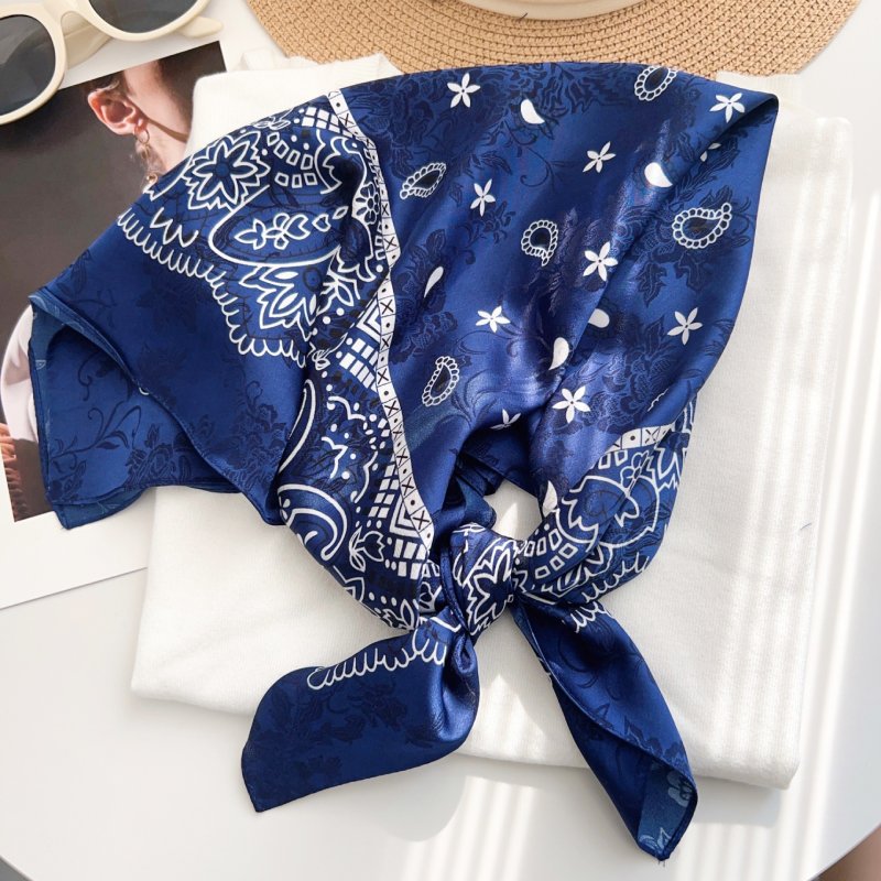 BrocadeEdit Blue Jacquard Square Scarf