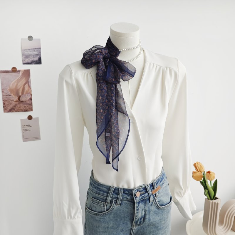 BlueFlow Chiffon Ribbon Scarf