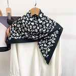CrossKulture - MidnightBloom satin scarf styled on hanger view