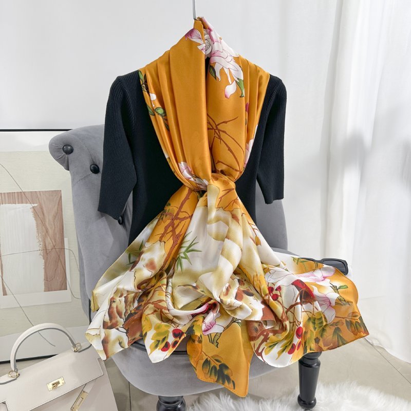 CrossKulture - SunnyParadise satin long scarf with knot style view