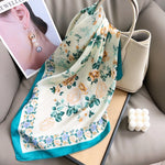 OceanicBloom Small Square Satin Scarf Teal