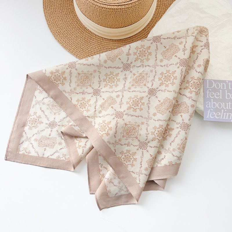 CottonBreeze Cotton Beige Square Scarf