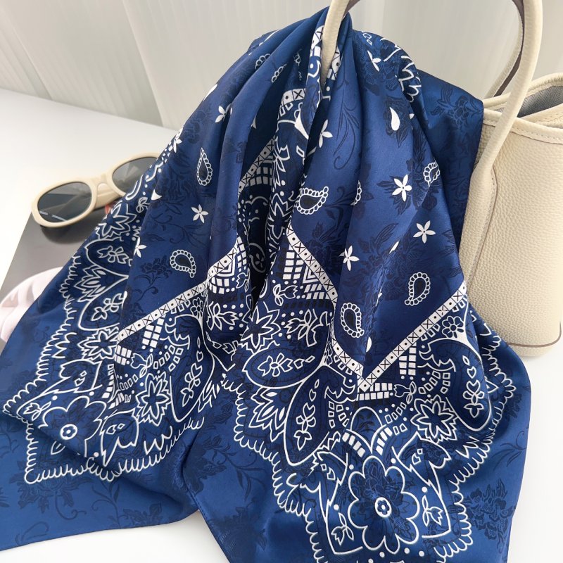 BrocadeEdit Blue Jacquard Square Scarf