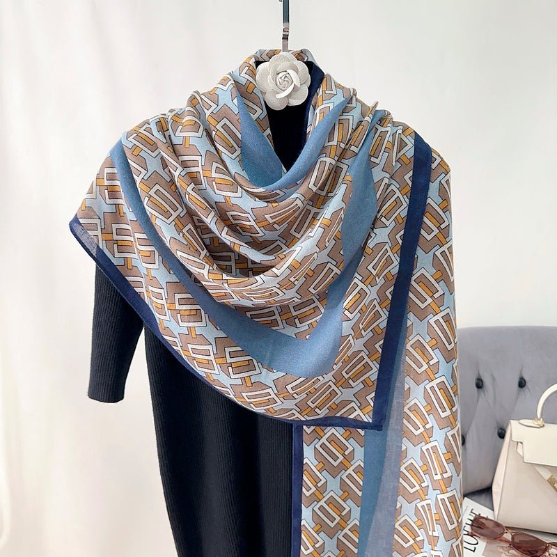 CrossKulture - BlueMood Viscose Cotton Scarf Blue hanger view