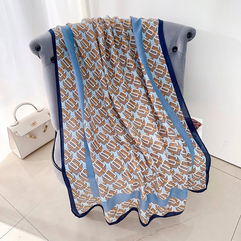 CrossKulture - BlueMood Viscose Cotton Scarf Blue placed on chair view